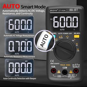 고정밀 ZOYI ZT-102A 자동 범위 조정 멀티미터 스마트 6000 카운트 다이오드  전기공 도구