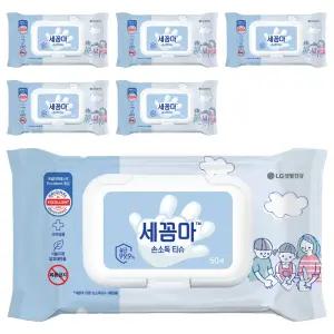 세균아꼼짝마 손소독 대용량 휴대용 티슈 캡형 50개입 6개