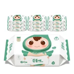 순둥이 로하스 대용량 휴대용 아기물티슈 캡형 75gsm 10세트 70매