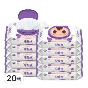 순둥이 프리미엄 대용량 휴대용 엠보싱 아기 물티슈 캡형 65gsm 65g 70매 20개