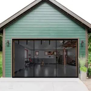 차고 문 스크린 16x12피트(2 3대 차량용) 접이식 유리섬유 자석 메쉬 커튼 도어 무게가 있는 하단 간편한