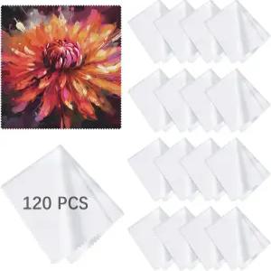 안경용 극세사 청소포 120팩(5.5 x5.5 ) 승화 안경 렌즈 실버웨어 카메라 휴대폰 및 노트북용 흰색