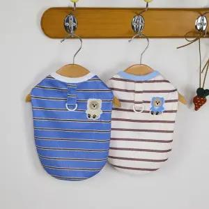 곰돌이 스트라이프 하네스 티셔츠 강아지 고양이 반려동물 산책 옷 (WFKAJLH)