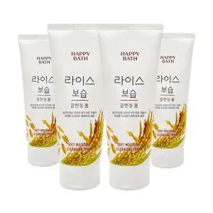 해피바스 라이스 보습 클렌징폼 폼 클렌징 200ml 4개