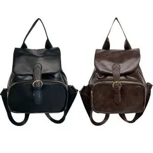 [하프클럽/]레더 미니백팩 빈티지 가죽 복조리 백 캐주얼 가방 여행용 백팩