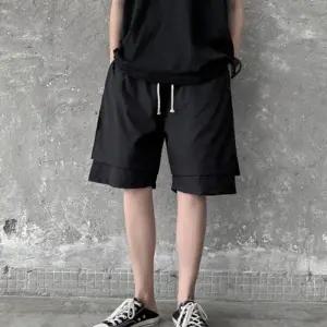 오부 남성반 밴딩팬츠 고무줄 허리밴딩팬츠 오버핏 캐주얼 5부 캐주얼반바지