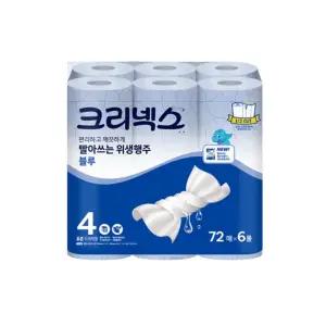 크리넥스 빨아쓰는 위생행주 블루 72매 6롤 2팩 키친타올