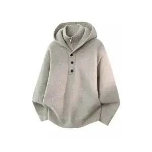 원더우면 남성 그레이 인조 투피스 후드 가디건 가을 겨울 이너 빈티지 니트 반집업 상의 OPH4