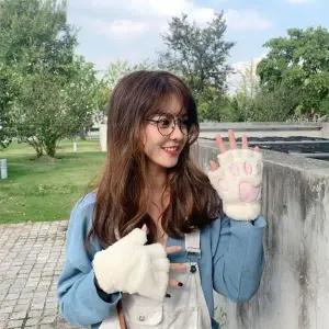 [하프클럽/]겨울장갑 털 반 고양이 여성 여자 겨울스마트폰터치 방한 스마