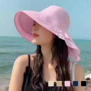 컬러풀 사틴 캐주얼 챙 비치 페도라