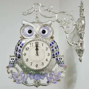 대형부엉이 은도금 양면벽시계 인테리어 벽걸이 거실 양면시계 엔틱 집들이 개업 신혼 결혼 선물