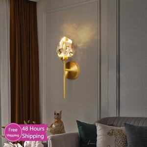 현대 LED 벽 조명 침실 거실 호텔 스콘스 장식 배경 램프 크리스탈  골드 복도