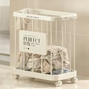 이동식 빨래 수납 바구니 플라스틱 손잡이 리빙 바스켓 (WFKBDBJ)