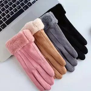 [하프클럽/]스웨이드 양털 터치장갑 밍크털 여성 벨벳 기모 장갑