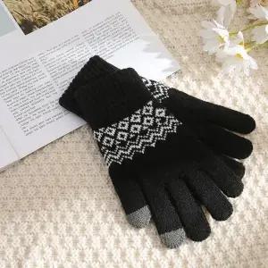 [하프클럽/]남녀공용 노르딕 안감 기모 터치 털장갑 울 니트장갑