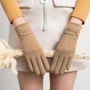 원버튼 여성 장갑 스웨이드 소재 스마트폰 터치 고급스러운 겨울철 여자친구 선물 방한 글러브