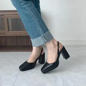 미들힐 메리제인 토오픈 구두 슬링백 하이힐 키높이