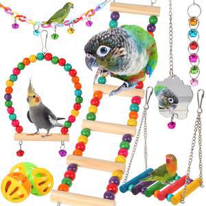 잉꼬, 앵무새, 코뉴어, 코카티엘, 러브 버드, 핀치, 미나, 버저리가 - 9Pcs 나무 사다리 다리, 스윙, 해먹, 케이지 액세서리용 YIXUND 새