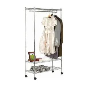 3단행거옷걸이 수납공간 원룸 스틸선반 3단 견고한 화장실 (WFKBK7O)