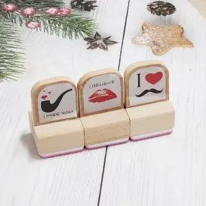 세트 나무 스탬프 레드 (WFKBKQX)