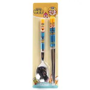 남자 어린이 숟가락+젓가락 캐릭터 뽀로로 심플 수저세트 휴대편한 위생 예쁜 유치원