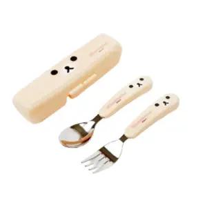 유치원 예쁜 도시락 귀여운 리락쿠마 스푼+포크+ 케이스 저본 유아숟가락 밥먹기