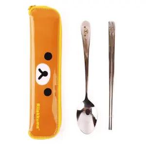 유치원 남아 수저+젓가락+케이스 리락쿠마 슬림 스텐수저세트 브라운 위생 예쁜