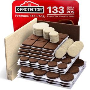 펠트 가구 패드 X-PROTECTOR 133 PCS - 피트 최고의 목재 바닥 보호기 원목 및 라미네이트 보호! 베이지