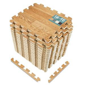 소버스 우드 그레인 바닥 매트 폼 연동 각 타일 1 평방 피트 3/8 인치 두꺼운 바닥재 - 홈 오피스 플레이룸 지하 무역 박람회 16 타일, 피트, 소나무