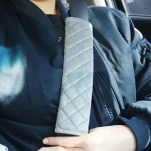 [하프클럽/]안전벨트 벨벳 커버 덮개 찍찍이 탈부착 차량용 회색