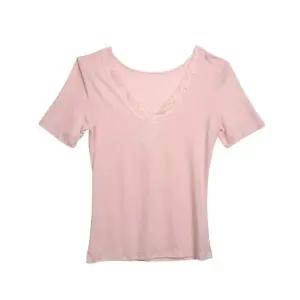 소프트 레이스 V 라인넥 여성 반팔런닝 이너웨어 상의 여성반팔런닝