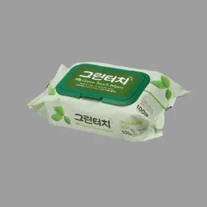 개인위생용품 물티슈 보급형 그린터치 100매 캡형 물티슈 일회용물티슈