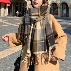 수술 겨울 머플러 남자 여자 니트 넥워머 목도리 체크