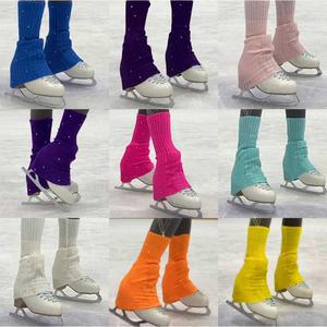 니트 피겨스케이트 발토시 진보라색 골지 훈련 레그워머 발목 피겨 스케이팅 피겨용 워머