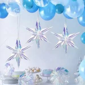 큰손 홀로그램눈장식 축제 크리스마스 인테리어 겨울 데코레이션 이벤트 가랜드 모빌 눈꽃 반짝