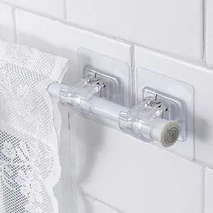 무타공 커튼봉 집게 홀더 2P세트 공중부양 행거 커튼봉 무타공 커튼설치