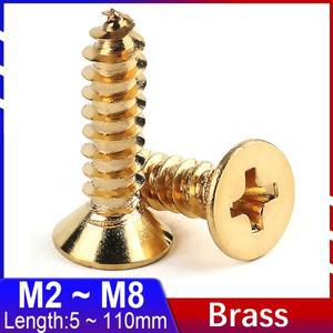 M2M3M3.5M4M5M6M8 순수 황동 싱크 헤드 호환 플랫 셀프 태핑 나사 미터 황금 목재 보드 가구 GB846