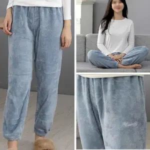 ( )여성용 겨울 극세사 잠옷 수면바지 블루 수면장옷 극세사수면바지 여성수면바지 플리스잠옷 방한용품