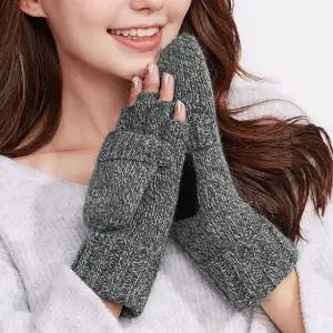 ( )겨울 기모 오픈형 벙어리장갑 (그레이) 일체형 니트장갑