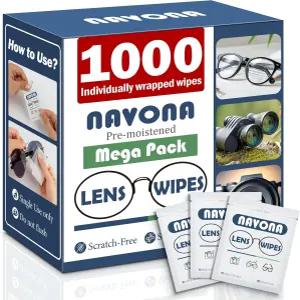 안경용 1000개 렌즈 물티슈 u2013 미리 촉촉하게 감싼 개별 포장 안경 청소 스크래치 프리 스트릭 선글라스