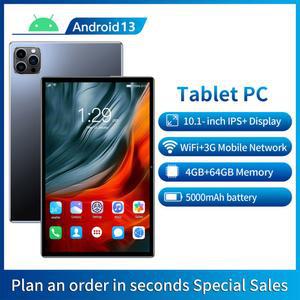 새로운 10.1인치 안드로이드 13 태블릿 PC 구글 플레이 옥타 코어 듀얼 카메라 SIM 3G 전화 통화 와이파이 4GB 램 64GB