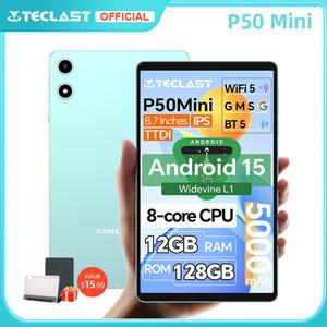 Teclast P50 미니 태블릿 안드로이드 15 8.7인치 IPS 90Hz 12GB(4GB+8GB 확장)RAM 128GB ROM T606 8코어 5000mAh GPS Widevine L1 Type-C