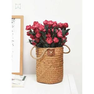 홀더 꽃바구니 해초 고리 화분 자연 벽걸이 컨테 다목적 지 라탄수납바구니 스 위커