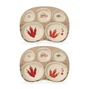 릴팡 어린이 식기 유아 식판 밤부 가정용 다이노 X2