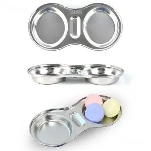 간식 반찬 스텐 길이 2칸 원형 어린이집 디저트 간식트레이 유아간식