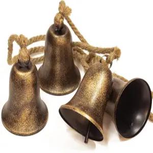 화환 벽난로 맨텔 현관 수건 사다리 벽 장식용 황마 밧줄에 금속 소 방울을 매달아 놓은 KI 스토어 삼각