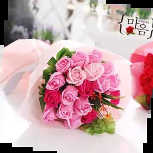 재롱잔치꽃 장미 20송이 꽃다발 핑크 로즈데이 성년의날 부부의날