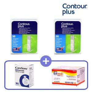 컨투어플러스원 혈당 시험지100매+알콜솜100매+채혈침100개