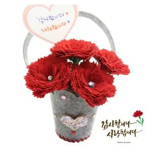 (글로벌이지) 펠트 카네이션 꽃바구니-10인 포장
