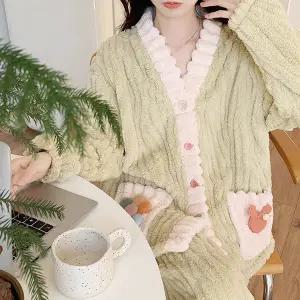 쉬블림로브 (상의+하의) 여성 극세사 패턴 수면잠옷 GWD0364